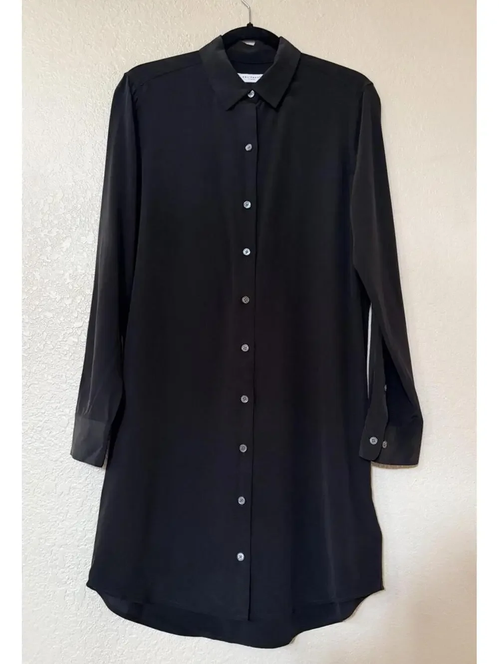 New Equipment Essential Silk Shirt Dress In Black Size M $325 - Picture 5 of 12